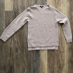 Uniqlo Women Lavender Wool Blend V-neck Ribbed Sweater XS